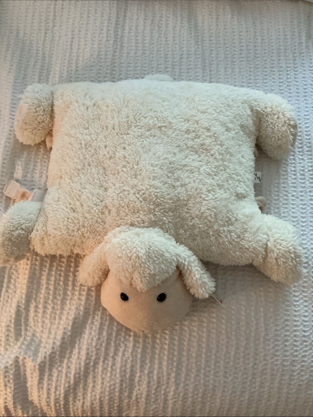 Plush SOFT Cream LAMB Animal Pillow in Clear Carry Case. NWT